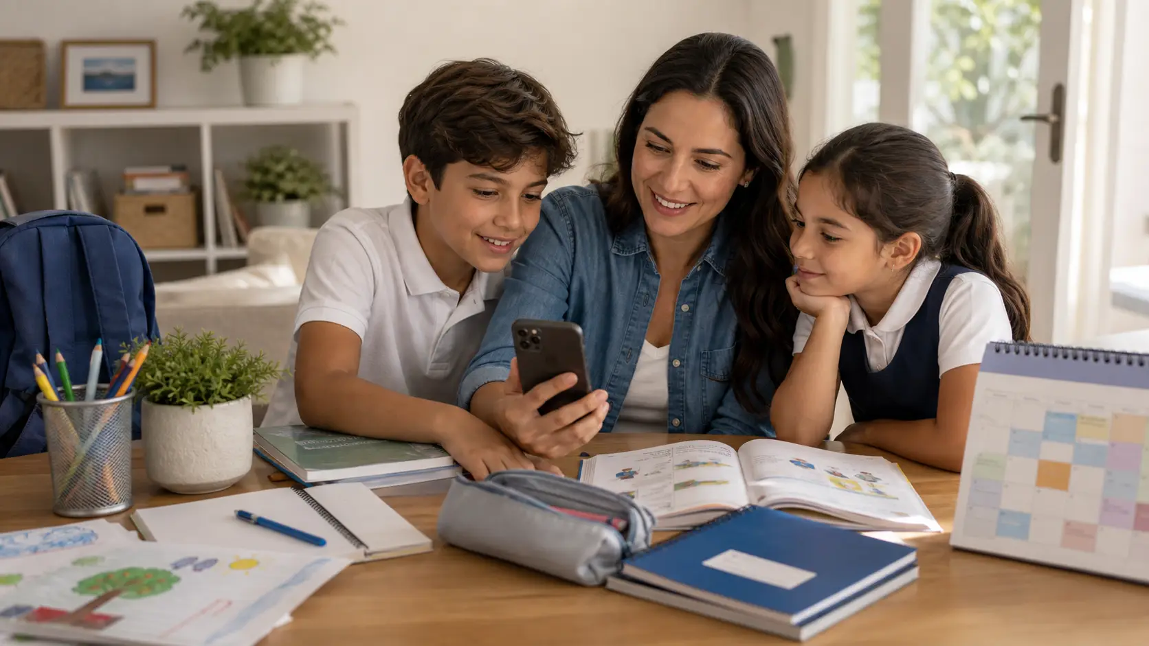Familia con todos los aspectos del colegio ordenados en una sola app